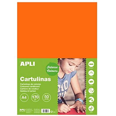 APLI 14238-50 feuilles de papier cartonné Couleur : Orange Format : A4 APLI 14238-50 feuilles de papier cartonné Couleur : Orange Format : A4