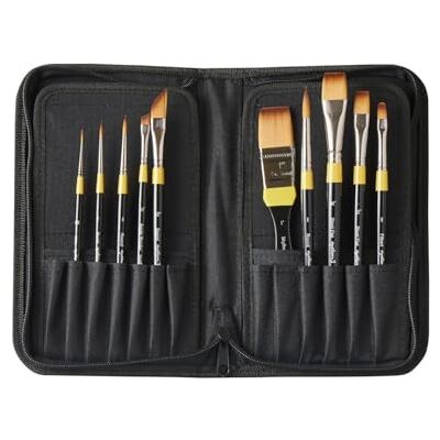 Daler Rowney DALER-ROWNEY System3 Etui zippé de 10 pinceaux synthétiques classiques pour peinture acrylique Daler Rowney DALER-ROWNEY System3 Etui zippé de 10 pinceaux synthétiques classiques pour peinture acrylique