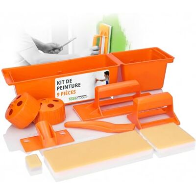ToolSpace Kit de peinture universel 9 pièces – Kit complet de peinture avec 3 éponges absorbantes et poignées – 1 bac à peinture avec rouleau – pour peintures acryliques, peintures à base d'eau, bac à ToolSpace Kit de peinture universel 9 pièces – Kit complet de peinture avec 3 éponges absorbantes et poignées – 1 bac à peinture avec rouleau – pour peintures acryliques, peintures à base d'eau, bac à