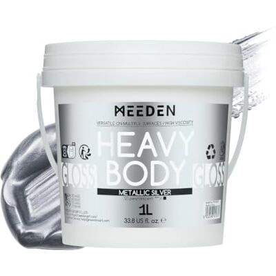 MEEDEN Peinture acrylique argentée métallisée : 1 l Peinture épaisse pour adluts, artistes, hobbists, projets de décoration d'intérieur, meubles, citrouilles MEEDEN Peinture acrylique argentée métallisée : 1 l Peinture épaisse pour adluts, artistes, hobbists, projets de décoration d'intérieur, meubles, citrouilles