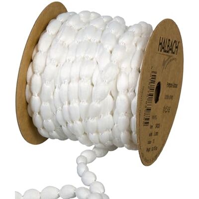 Halbach Seidenbänder Bordure à pompons Largeur 8 mm Longueur 15 m Ruban avec pompons comme guirlande de pompons Décoration de mariage, décoration de fête de jardin Couleur : blanc Halbach Seidenbänder Bordure à pompons Largeur 8 mm Longueur 15 m Ruban avec pompons comme guirlande de pompons Décoration de mariage, décoration de fête de jardin Couleur : blanc