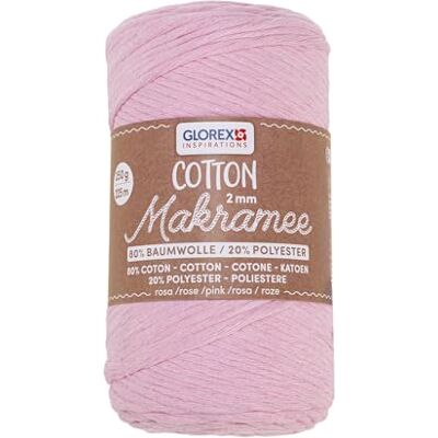 GLOREX 5 1008 30 Macramé Cotton 2 mm, 250 g, rose, longueur 225 m, fil de coton triple torsadé, 100% coton, pour crochet, tricot, nouage et création GLOREX 5 1008 30 Macramé Cotton 2 mm, 250 g, rose, longueur 225 m, fil de coton triple torsadé, 100% coton, pour crochet, tricot, nouage et création