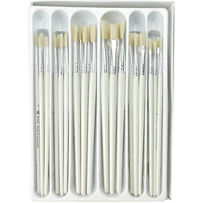 Pracht Creatives Hobby Royal & Langnickel Lot de 30 pinceaux à poils ronds et plats en polyester blancs en 6 tailles avec boîte en plastique pour différentes techniques de dessin et de peinture Pracht Creatives Hobby Royal & Langnickel Lot de 30 pinceaux à poils ronds et plats en polyester blancs en 6 tailles avec boîte en plastique pour différentes techniques de dessin et de peinture