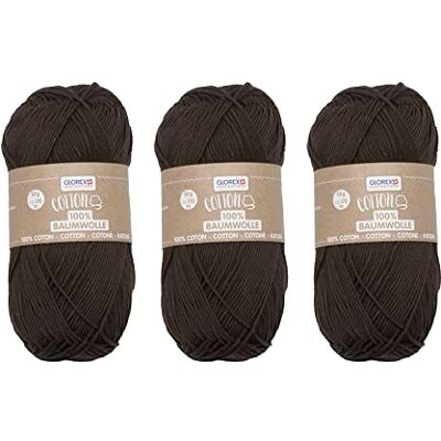 GLOREX 5 1004 54 Lot de 3 draps en coton 100% coton Marron 50 g GLOREX 5 1004 54 Lot de 3 draps en coton 100% coton Marron 50 g