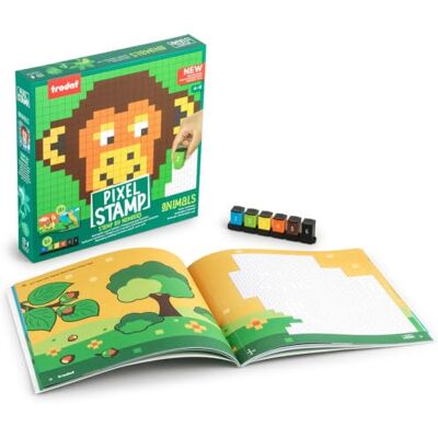 Trodat Pixel Stamp Animaux Livre pour enfants à tamponner par numéros 18 motifs 6 mini tampons colorés Jeu éducatif créatif pour enfants à partir de 4 ans Trodat Pixel Stamp Animaux Livre pour enfants à tamponner par numéros 18 motifs 6 mini tampons colorés Jeu éducatif créatif pour enfants à partir de 4 ans