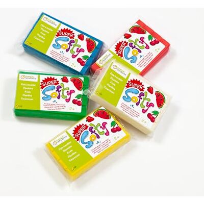 Avenue Mandarine SO0880005K01C Lot de 5 pains de 350 g de PATE A MODELER SuperSofty À partir de 2 ans Couleurs assorties de BASE Avenue Mandarine SO0880005K01C Lot de 5 pains de 350 g de PATE A MODELER SuperSofty À partir de 2 ans Couleurs assorties de BASE