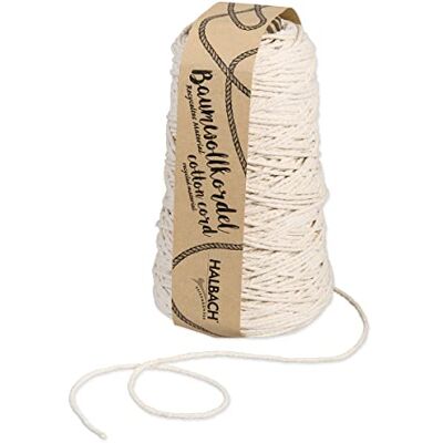 HALBACH Cordon de coton 2mm - Naturel - Pour macramé et bricolage HALBACH Cordon de coton 2mm - Naturel - Pour macramé et bricolage