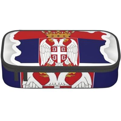 BGSHJVF Trousse à crayons haute capacité en tissu Oxford avec imprimé carte du drapeau de la Serbie, pour crayons, stylos, plusieurs compartiments, design élégant BGSHJVF Trousse à crayons haute capacité en tissu Oxford avec imprimé carte du drapeau de la Serbie, pour crayons, stylos, plusieurs compartiments, design élégant
