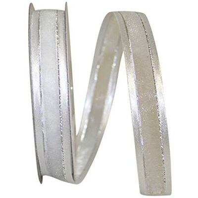 Reliant Ribbon Reliant Ruban Blanc/Argenté 1,5 cm x 22,9 m Reliant Ribbon Reliant Ruban Blanc/Argenté 1,5 cm x 22,9 m