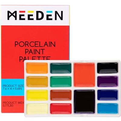 MEEDEN Palette de peinture aquarelle en céramique à 14 puits, plateau de mélange en céramique pour peintres et artistes, idéale pour l'aquarelle, l'acrylique et la peinture à l'huile MEEDEN Palette de peinture aquarelle en céramique à 14 puits, plateau de mélange en céramique pour peintres et artistes, idéale pour l'aquarelle, l'acrylique et la peinture à l'huile