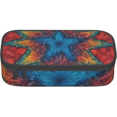 BGSHJVF Trousse à crayons haute capacité en tissu Oxford avec imprimé étoiles colorées, plusieurs compartiments, design élégant BGSHJVF Trousse à crayons haute capacité en tissu Oxford avec imprimé étoiles colorées, plusieurs compartiments, design élégant