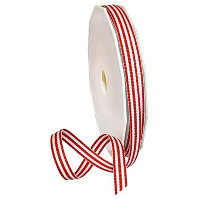 Morex Ruban gros-grain rayé en polyester pour décorations de fête, emballage cadeau, motifs amusants, 0,95 cm x 18 m, rouge Morex Ruban gros-grain rayé en polyester pour décorations de fête, emballage cadeau, motifs amusants, 0,95 cm x 18 m, rouge