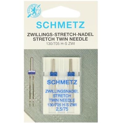 SCHMETZ Aiguille pour machine à coudre 2 aiguilles extensibles jumelées 2,5/75 130/705 H-S ZWI NE 2,5 Utilisable sur presque toutes les machines à coudre domestiques avec fonction zigzag SCHMETZ Aiguille pour machine à coudre 2 aiguilles extensibles jumelées 2,5/75 130/705 H-S ZWI NE 2,5 Utilisable sur presque toutes les machines à coudre domestiques avec fonction zigzag