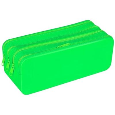 gimboo Trousse à crayons en silicone, avec quatre compartiments, 20 x 8 x 7,5 cm, vert, pour enfants, garçons et filles gimboo Trousse à crayons en silicone, avec quatre compartiments, 20 x 8 x 7,5 cm, vert, pour enfants, garçons et filles