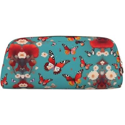 YQxwJL Trousse à crayons de grande capacité avec fermeture éclair En cuir durable Motif poule et papillons volants parmi les fleurs YQxwJL Trousse à crayons de grande capacité avec fermeture éclair En cuir durable Motif poule et papillons volants parmi les fleurs