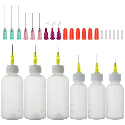 LMYKH Applicateur de bouteille d'aiguille, bouteille de distribution avec aiguilles de distribution et capuchon d'étanchéité, bouteille de compression pour peinture à l'encre à l'huile de colle liquide LMYKH Applicateur de bouteille d'aiguille, bouteille de distribution avec aiguilles de distribution et capuchon d'étanchéité, bouteille de compression pour peinture à l'encre à l'huile de colle liquide
