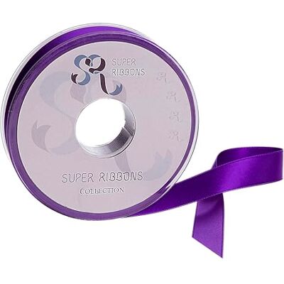SUPER RIBBONS SR ®™ Bobine complète de ruban de satin double face de 15 mm, 20 mètres sur bobine – Violet SUPER RIBBONS SR ®™ Bobine complète de ruban de satin double face de 15 mm, 20 mètres sur bobine – Violet