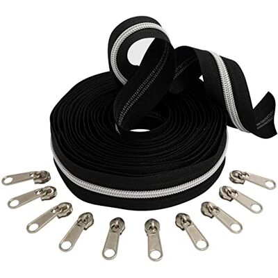 AERZETIX C62752x5-C62791x10 Kit de fermeture éclair spirale 5m N°5 Couleur : Noir + 10 curseurs N°5 Non verrouillable Couleur : Argent Métal Mercerie Couture AERZETIX C62752x5-C62791x10 Kit de fermeture éclair spirale 5m N°5 Couleur : Noir + 10 curseurs N°5 Non verrouillable Couleur : Argent Métal Mercerie Couture