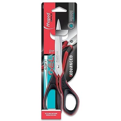 Maped Ciseaux Advanced Gel Asymétrique 21 cm Poignées Ergonomiques avec Intérieur Gel Ultra-Doux Lames et Rivets en Acier Inoxydable Maped Ciseaux Advanced Gel Asymétrique 21 cm Poignées Ergonomiques avec Intérieur Gel Ultra-Doux Lames et Rivets en Acier Inoxydable