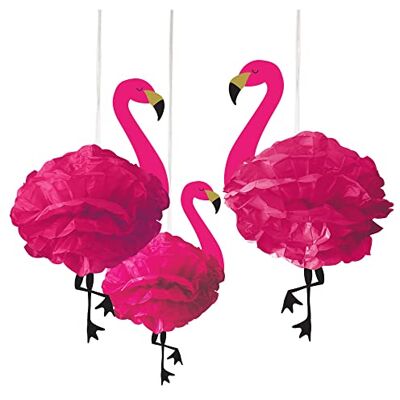 amscan 180236 Lot de 3 pompons flamants roses en papier 49,5 cm amscan 180236 Lot de 3 pompons flamants roses en papier 49,5 cm