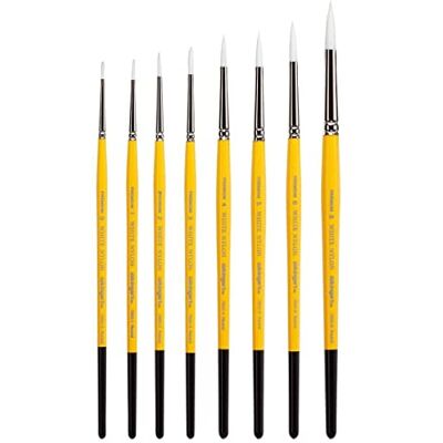 KINGART B-087 Premium 8 pc. Gold Grip 7950 Series Round Artist Brush Set, White Nylon Synthetic Hair for Face Painting, Fabric, Ceramics, Short Handle, 8 Sizes: 0, 1, 2, 3, 4, 5, 6, 8 KINGART B-087 Premium 8 pc. Gold Grip 7950 Series Round Artist Brush Set, White Nylon Synthetic Hair for Face Painting, Fabric, Ceramics, Short Handle, 8 Sizes: 0, 1, 2, 3, 4, 5, 6, 8