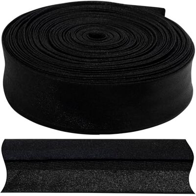 AERZETIX C77286 Ruban en biais plié 9 mètres x 15 mm polyester noir AERZETIX C77286 Ruban en biais plié 9 mètres x 15 mm polyester noir