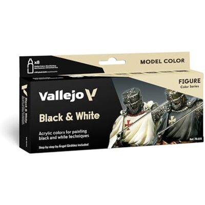 Set de peintures acryliques Vallejo Model Color Noir et Blanc - Couleurs assorties Set de peintures acryliques Vallejo Model Color Noir et Blanc - Couleurs assorties