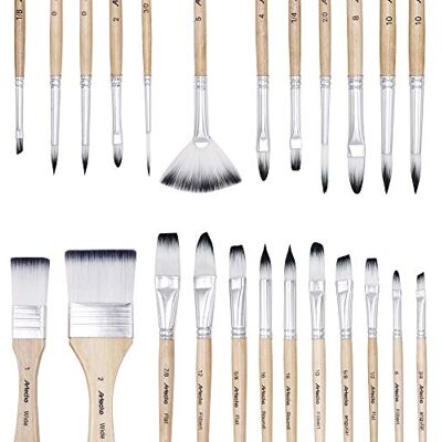 Artecho Ensemble de pinceaux pour aquarelle, acrylique, huile, peinture sur roche, pinceau à ongles, 24 tailles différentes avec étui de rangement pour artistes, adultes et enfants Artecho Ensemble de pinceaux pour aquarelle, acrylique, huile, peinture sur roche, pinceau à ongles, 24 tailles différentes avec étui de rangement pour artistes, adultes et enfants