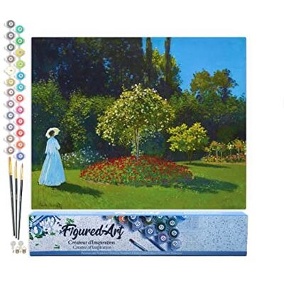 Peinture par Numéro Adulte Dame en Blanc au Jardin Monet Activité Manuelle Kit de Loisir Créatif DIY Numéro d'art Complet 40x50cm sans châssis en Bois Peinture par Numéro Adulte Dame en Blanc au Jardin Monet Activité Manuelle Kit de Loisir Créatif DIY Numéro d'art Complet 40x50cm sans châssis en Bois