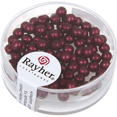 Rayher Lot de 85 perles de cire Renaissance en verre mat, diamètre 4 mm, rouge vin Rayher Lot de 85 perles de cire Renaissance en verre mat, diamètre 4 mm, rouge vin