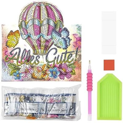 Ideen mit Herz Diamond Painting Carte de montage pour peinture diamant 370 g/m² 16,3 cm x 16 cm avec enveloppe et outils (montgolfière – Tout le meilleur) Ideen mit Herz Diamond Painting Carte de montage pour peinture diamant 370 g/m² 16,3 cm x 16 cm avec enveloppe et outils (montgolfière – Tout le meilleur)