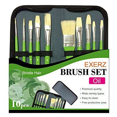 Exerz JH022 Ensemble de pinceaux pour Artiste Peintre 10 pièces de Pinceaux en Soie Professionnels dans Un étui de Protection/Parfaits pour la Peinture à l’Huile, Acrylique, ou la Gouache Exerz JH022 Ensemble de pinceaux pour Artiste Peintre 10 pièces de Pinceaux en Soie Professionnels dans Un étui de Protection/Parfaits pour la Peinture à l’Huile, Acrylique, ou la Gouache