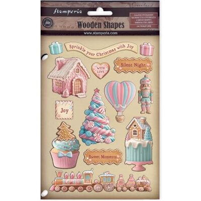 Stamperia Coloured Wooden Shapes for Scrapbooking, Albums, Card Making, and Bullet Journals, Laser Cut, Printed for Enhanced Detail, Perfect for Hobbies, Crafts and Gifting (Candy Christmas) (A5) Stamperia Coloured Wooden Shapes for Scrapbooking, Albums, Card Making, and Bullet Journals, Laser Cut, Printed for Enhanced Detail, Perfect for Hobbies, Crafts and Gifting (Candy Christmas) (A5)