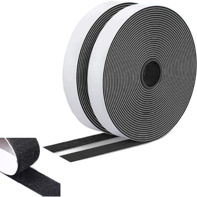 Vonsera Bande Velcro autocollante en polyester noir 10 m2 cm Vonsera Bande Velcro autocollante en polyester noir 10 m2 cm