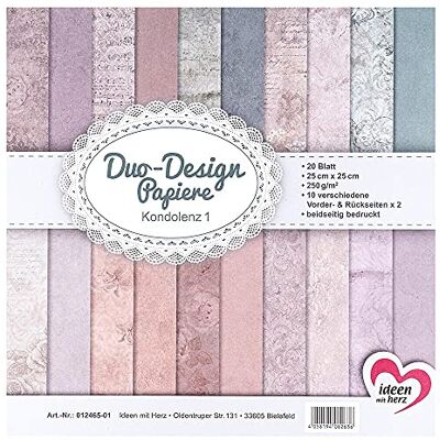 Ideen mit Herz Design Duo Bloc de 20 Feuilles de Papier de Bricolage 25 x 25 cm 250 g/m² Imprimé des Deux Côtés Motif Design Idéal pour le Scrapbooking Ideen mit Herz Design Duo Bloc de 20 Feuilles de Papier de Bricolage 25 x 25 cm 250 g/m² Imprimé des Deux Côtés Motif Design Idéal pour le Scrapbooking