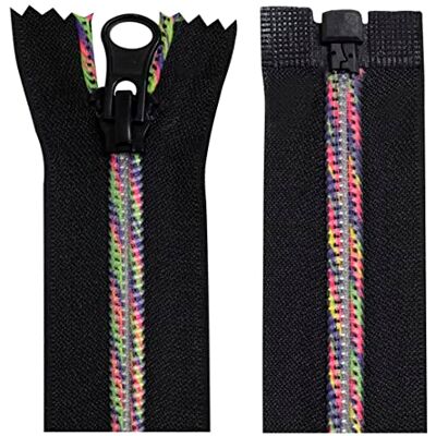 AERZETIX C64050 Lot de 2 fermetures éclair en spirale N°5 75 cm séparable autobloquant Filet en nylon arc-en-ciel tirette décorative en métal Couleur noire curseur mercerie AERZETIX C64050 Lot de 2 fermetures éclair en spirale N°5 75 cm séparable autobloquant Filet en nylon arc-en-ciel tirette décorative en métal Couleur noire curseur mercerie