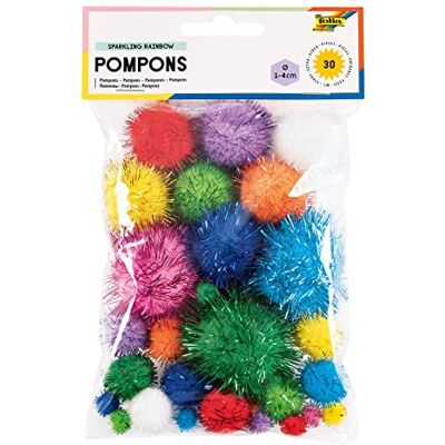 Folia Pompons SPARKLING RAINBOW - Tailles variées - Lot de 6 - Vert foncé Folia Pompons SPARKLING RAINBOW - Tailles variées - Lot de 6 - Vert foncé