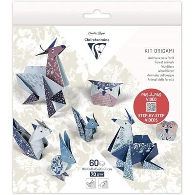 Clairefontaine 95368C Kit de 60 Feuilles de Papier Origami 70g/m², 3 Formats : 10x10cm, 15x15cm, 20x20cm + Pas-à-Pas Vidéo 4 Modèles Différents Dont 5 Illustrations Différentes, Animaux Clairefontaine 95368C Kit de 60 Feuilles de Papier Origami 70g/m², 3 Formats : 10x10cm, 15x15cm, 20x20cm + Pas-à-Pas Vidéo 4 Modèles Différents Dont 5 Illustrations Différentes, Animaux