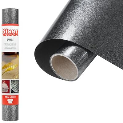 SISER ® Sparkle Midnight Black, 30 cm x 0,5 m, Vinyle thermotransférable thermocollant effet pailleté brillant pour personnaliser les tissus, les vêtements et les accessoires, les loisirs créatifs SISER ® Sparkle Midnight Black, 30 cm x 0,5 m, Vinyle thermotransférable thermocollant effet pailleté brillant pour personnaliser les tissus, les vêtements et les accessoires, les loisirs créatifs