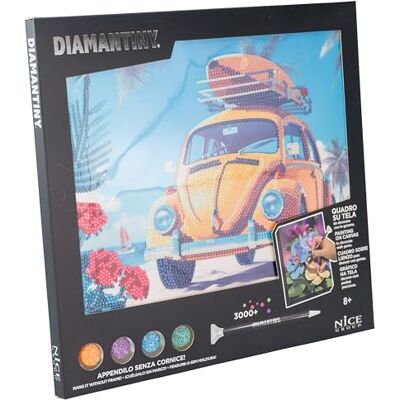 Diamantiny Quadro Voiture Rétro Jaune - Kit d’Art Créatif Diamantiny Quadro Voiture Rétro Jaune - Kit d’Art Créatif