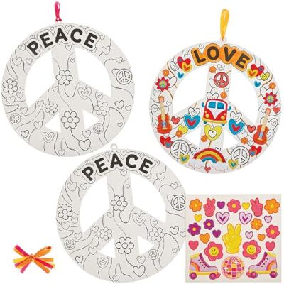 Baker Ross FN571 Kits de couronnes à colorier avec autocollants Peace Sign Lot de 6, couronnes en mousse pour les enfants Baker Ross FN571 Kits de couronnes à colorier avec autocollants Peace Sign Lot de 6, couronnes en mousse pour les enfants