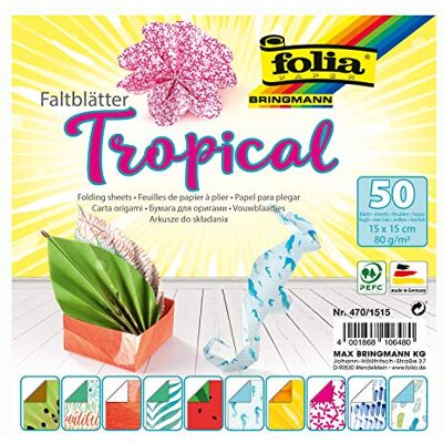 Feuilles de Papier Tropical Folia - 15x15cm, 50 pcs Feuilles de Papier Tropical Folia - 15x15cm, 50 pcs