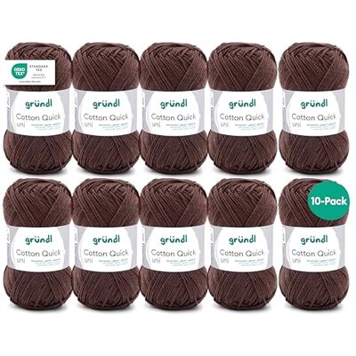 Gründl Laine Cotton Quick uni Laine fine pour crochet Fil à tricoter Fil à crochet Brillant et doux pour la peau 100% coton 10 pelotes de 50 g / 125 m Pour aiguilles 3-4 Chocolat Gründl Laine Cotton Quick uni Laine fine pour crochet Fil à tricoter Fil à crochet Brillant et doux pour la peau 100% coton 10 pelotes de 50 g / 125 m Pour aiguilles 3-4 Chocolat