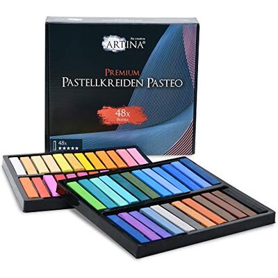 Artina Soft Pastel boîte set de 48 craies pastels pour peinture crayons de dureté moyenne haute qualité couleurs vives craie couleur pour l'artiste Professionelles Kit tendres art Pasteo Artina Soft Pastel boîte set de 48 craies pastels pour peinture crayons de dureté moyenne haute qualité couleurs vives craie couleur pour l'artiste Professionelles Kit tendres art Pasteo