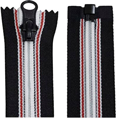 AERZETIX C64043 Lot de 2 fermetures éclair en spirale N°5 80 cm auto-bloquant séparable Tirette décorative en métal Couleur noir blanc rouge Filet en nylon curseur mercerie AERZETIX C64043 Lot de 2 fermetures éclair en spirale N°5 80 cm auto-bloquant séparable Tirette décorative en métal Couleur noir blanc rouge Filet en nylon curseur mercerie