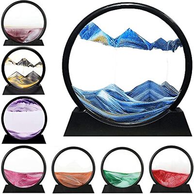 LINPING Peinture de sable fluide, en mouvement de sable art photo 3D rond verre mer profonde sable paysage en mouvement affichage Flödande sandmålning, (7 pouces, bleu) LINPING Peinture de sable fluide, en mouvement de sable art photo 3D rond verre mer profonde sable paysage en mouvement affichage Flödande sandmålning, (7 pouces, bleu)