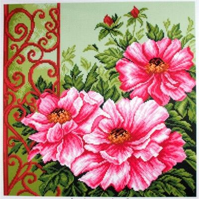 ART PA1347 Pivoines dans le jardin Aida imprimé pour broderie au point de croix Coton Multicolore 34 x 34 cm ART PA1347 Pivoines dans le jardin Aida imprimé pour broderie au point de croix Coton Multicolore 34 x 34 cm