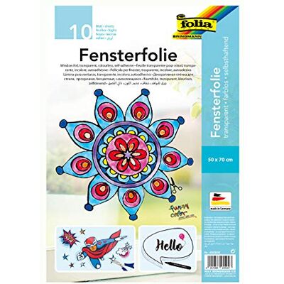 Folia 450500 Lot de 10 feuilles de film autocollant incolore pour fenêtre Motif fenêtre 50 x 70 cm Folia 450500 Lot de 10 feuilles de film autocollant incolore pour fenêtre Motif fenêtre 50 x 70 cm