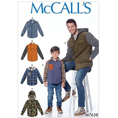 Patrons McCall's 7638 Veste pour hommes et garçons - Options à capuche, Multicolore - Vêtements Patrons McCall's 7638 Veste pour hommes et garçons - Options à capuche, Multicolore - Vêtements