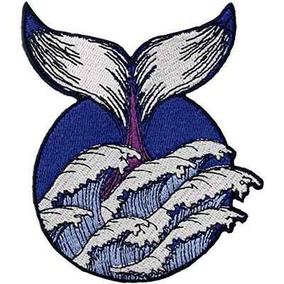 ZEGIN Patch brodé en Forme de Queue de Baleine dans la Vague, à Coudre ou à Coller avec Fer à Repasser ZEGIN Patch brodé en Forme de Queue de Baleine dans la Vague, à Coudre ou à Coller avec Fer à Repasser